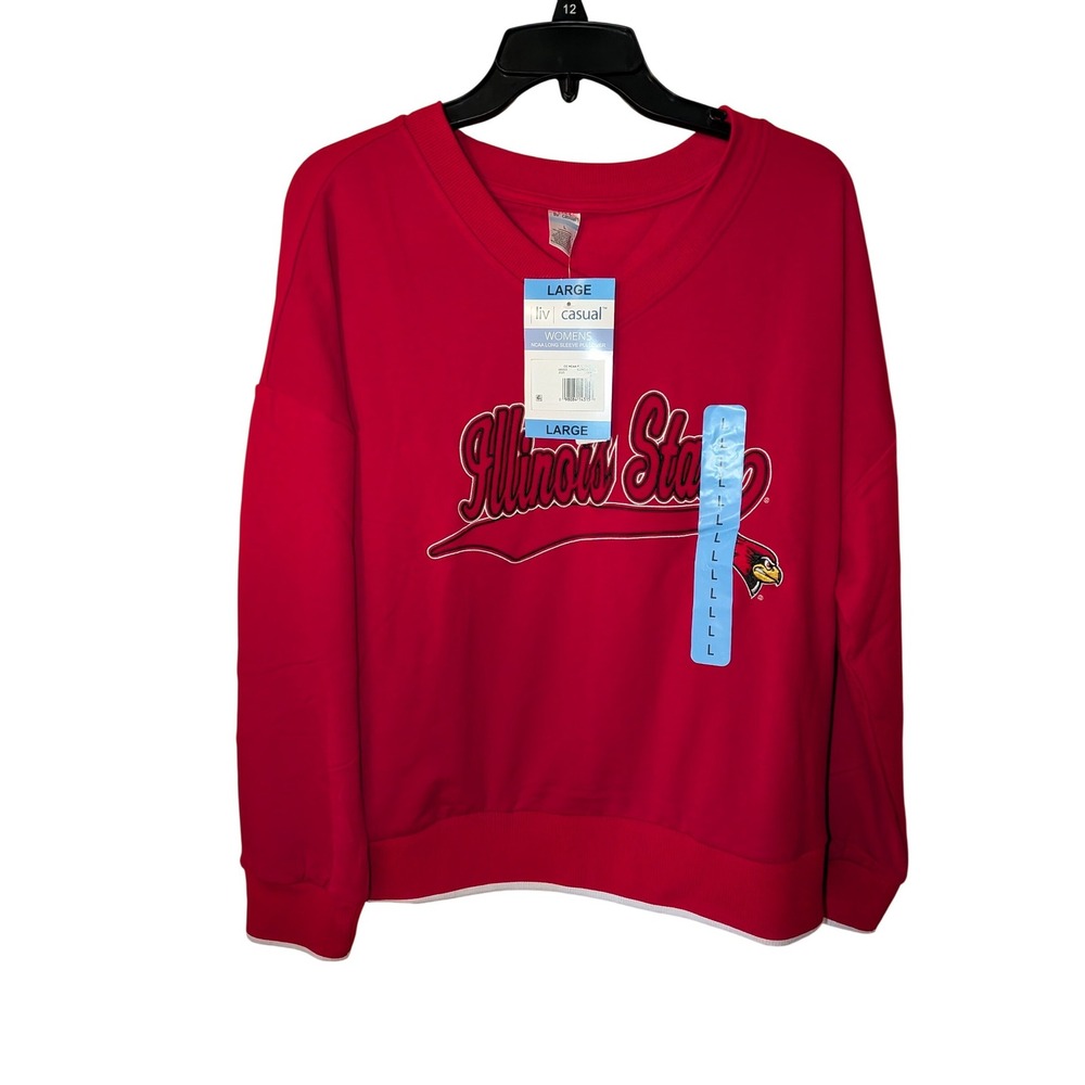 Liv Casual Illinois State Redbirds NCAA Pullover Sweatshirt Red Womens Large NEW